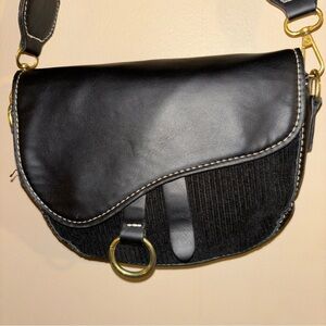 2/$30 Saddle Black PU Shoulder Bag Adjustable Strap